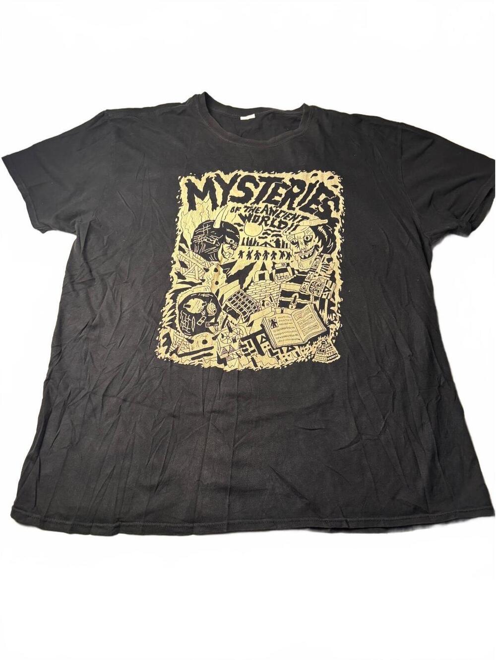 Black Graphic T-Shirt with Mysteries of the Ancient World